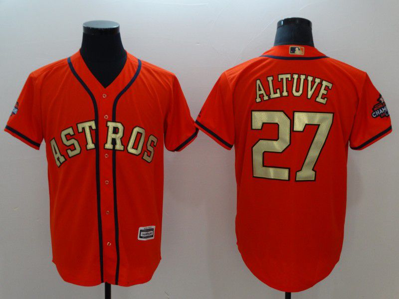 Men Houston Astros 27 Altuve Orange Game Champion Edition MLB Jerseys
